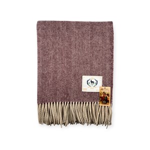 Plaid en laine herringbone aubergine