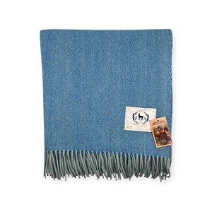 Plaid en laine herringbone blue