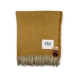 Plaid en laine herringbone mustard