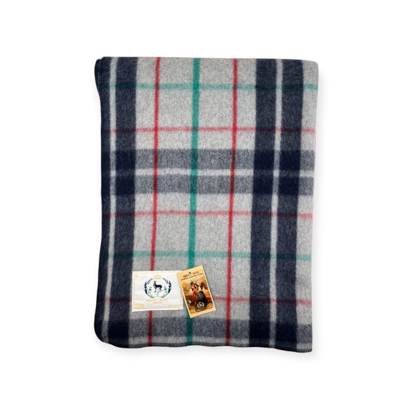 Belpo - Plaid en laine tartan xl white striped