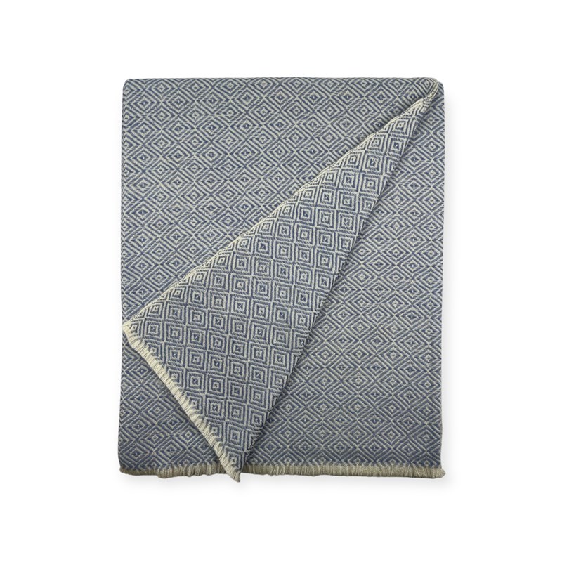 Plaids en laine d’agneau blue diamond