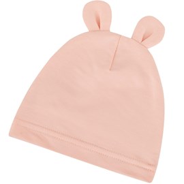 Bonnet bébé ourson bambou uni rose
