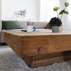 Table basse carrée en bois recyclé