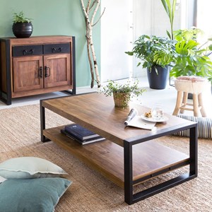 Table basse en bois d'acacia 100 cm