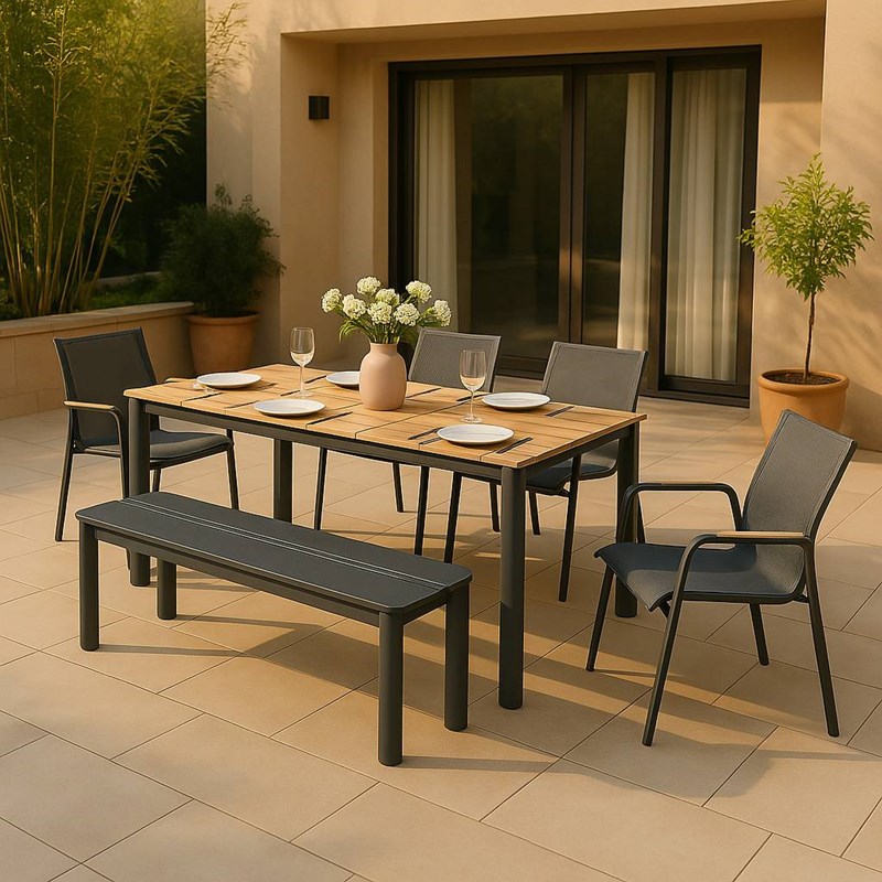 Banc en aluminium gris apollon