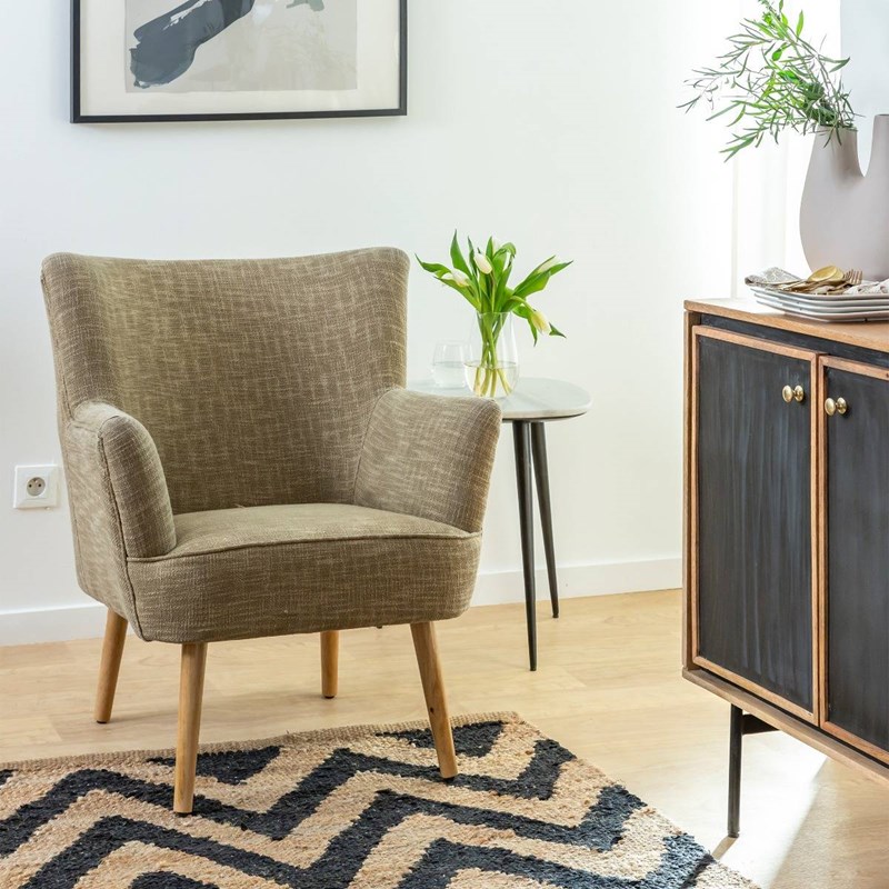 Fauteuil en coton kaki