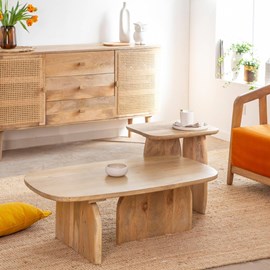 Set de 2 tables basses en manguier