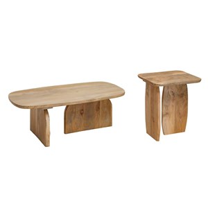 Set de 2 tables basses en manguier