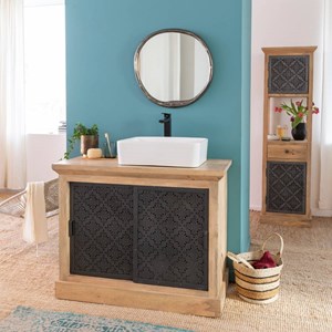 Meuble sous vasque en bois de manguier