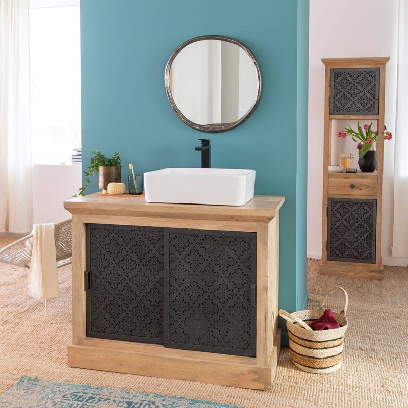 Meuble sous vasque en bois de manguier