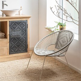 Fauteuil en corde de coton blanc