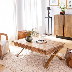 Table basse en manguier à allonges