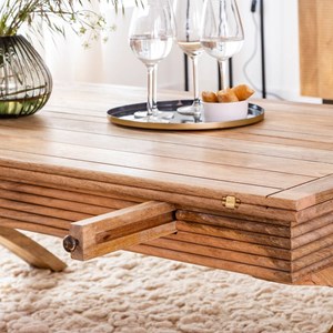 Table basse en manguier à allonges