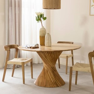 Table à manger ronde en bois d'acacia