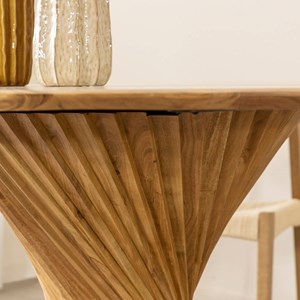 Table à manger ronde en bois d'acacia