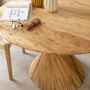 Table à manger ronde en bois d'acacia