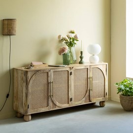 Buffet bois de manguier cannage