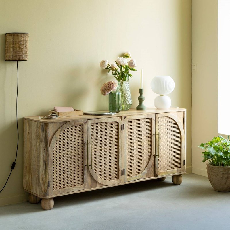 Buffet bois de manguier cannage