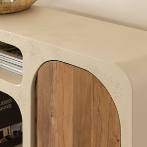 Buffet en mdf effet béton et acacia