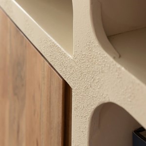 Buffet en mdf effet béton et acacia