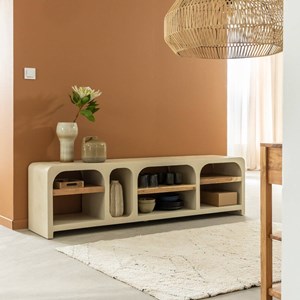 Meuble tv effet béton et bois recyclé