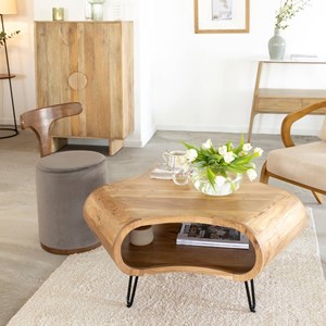 Table basse en bois d'acacia et métal