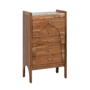 Chiffonnier en marbre et bois d'acacia