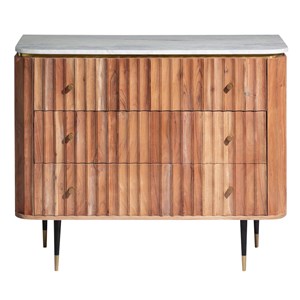 Commode bois d'acacia et marbre blanc
