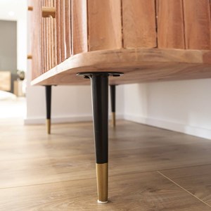 Commode bois d'acacia et marbre blanc