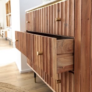 Commode bois d'acacia et marbre blanc