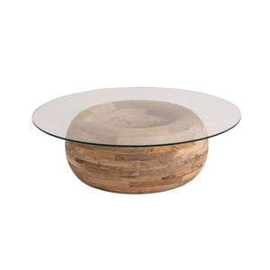 Table basse bois de manguier et verre