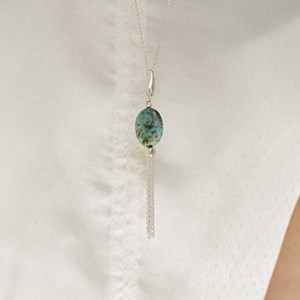 Sautoir turquoise argent