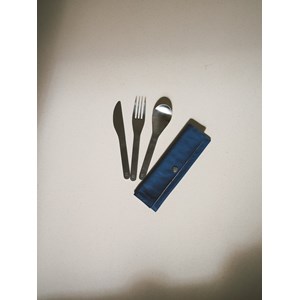 Qwetch set de 3 couverts en inox bleu Bleu foncé