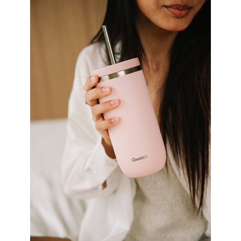 Qwetch cold cup isotherme inox rose