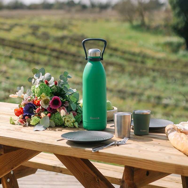 Qwetch bouteille isotherme titan vert