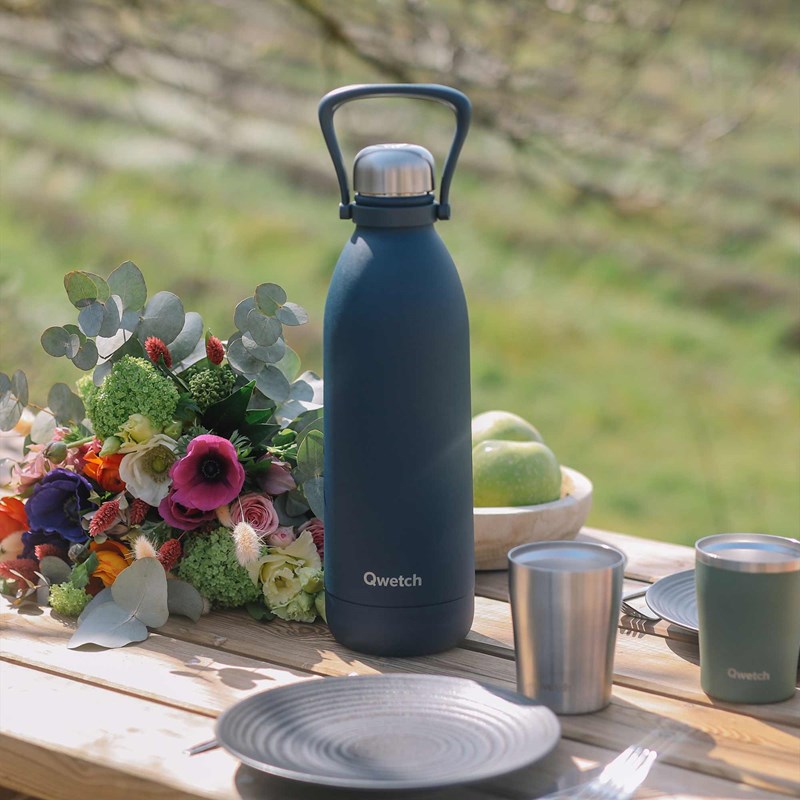Qwetch bouteille isotherme titan bleu