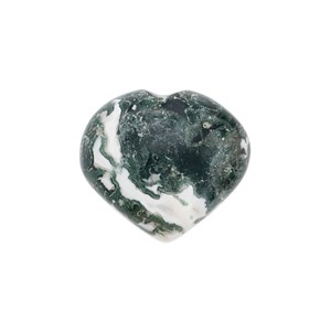 Coeur poli en pierre agate mousse