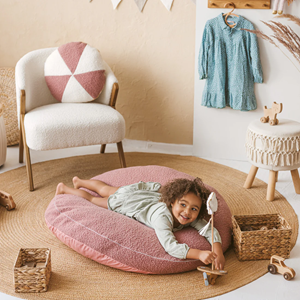 Coussin de sol bouclette rose