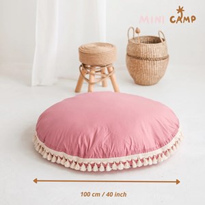 Coussin de sol pompons rose