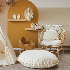 Coussin de sol pompons creme