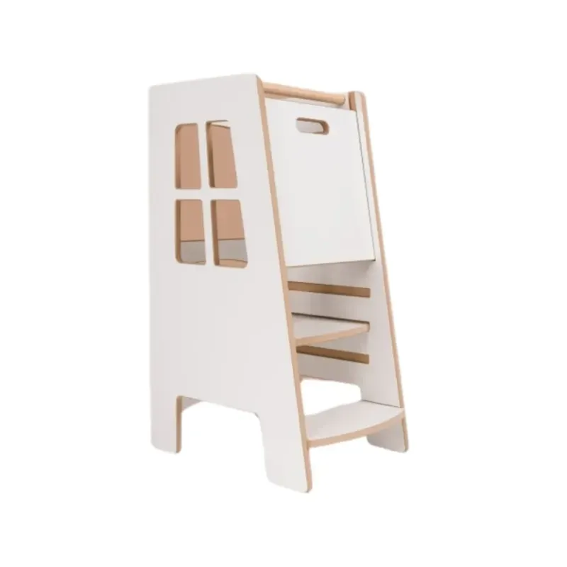 Tour d'apprentissage montessori pour enfant en bois blanc (Tupti.wood) - Image 1