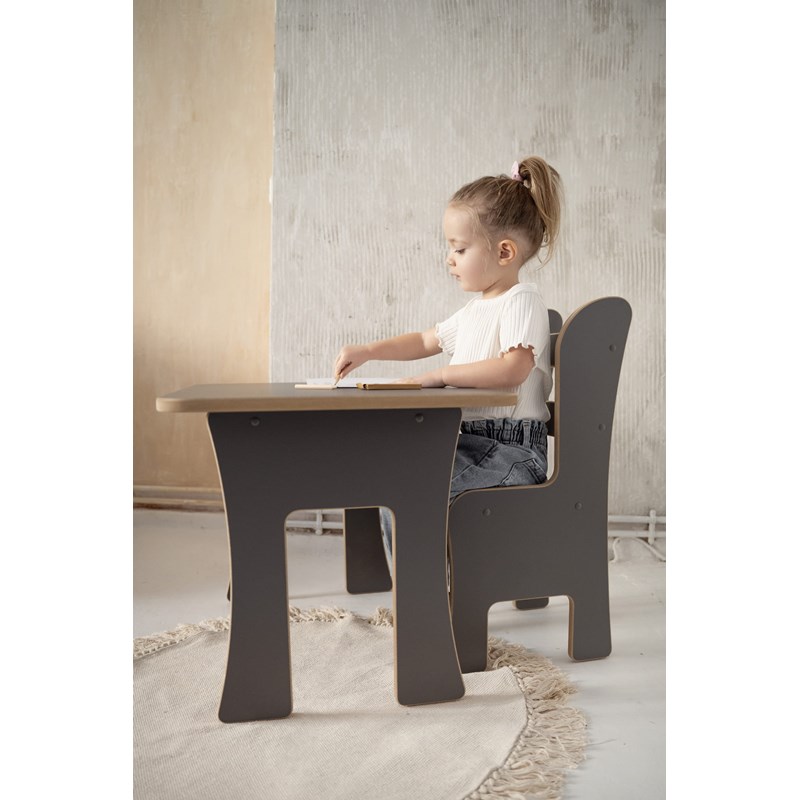 Table et chaise pour enfant gris