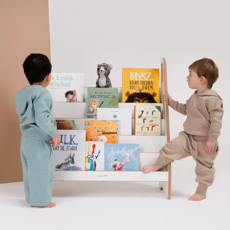 Bibliothèque montessori l84cm pour enfant en bois blanc (Tupti.wood) - Couverture