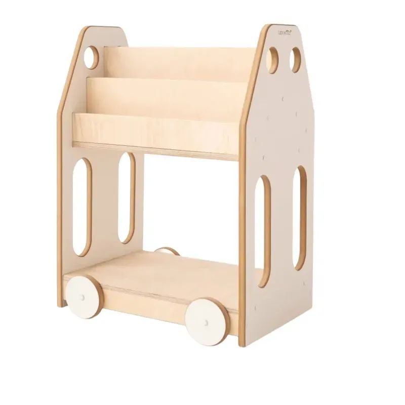 Bibliothèque voiture montessori pour enfant en bois blanc (Tupti.wood) - Image 2