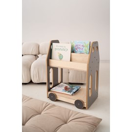 Bibliothèque voiture montessori gris
