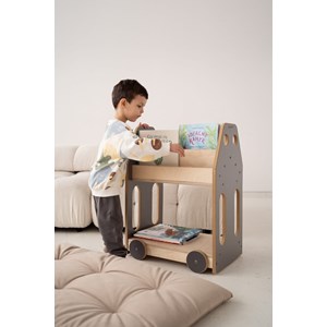 Bibliothèque voiture montessori gris