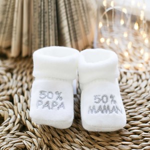 Chaussons naissance - message :  50% mam