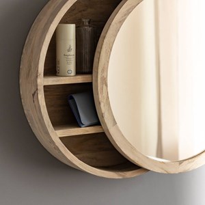 Miroir étagères manguier clair
