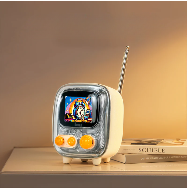 Enceinte vintage connectée pixel art tiivoo-2 crème - divoom