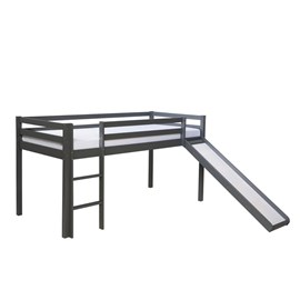 Lit avec sommier à lattes toboggan gris